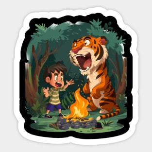 Calvin and Hobbes Reflection Sticker